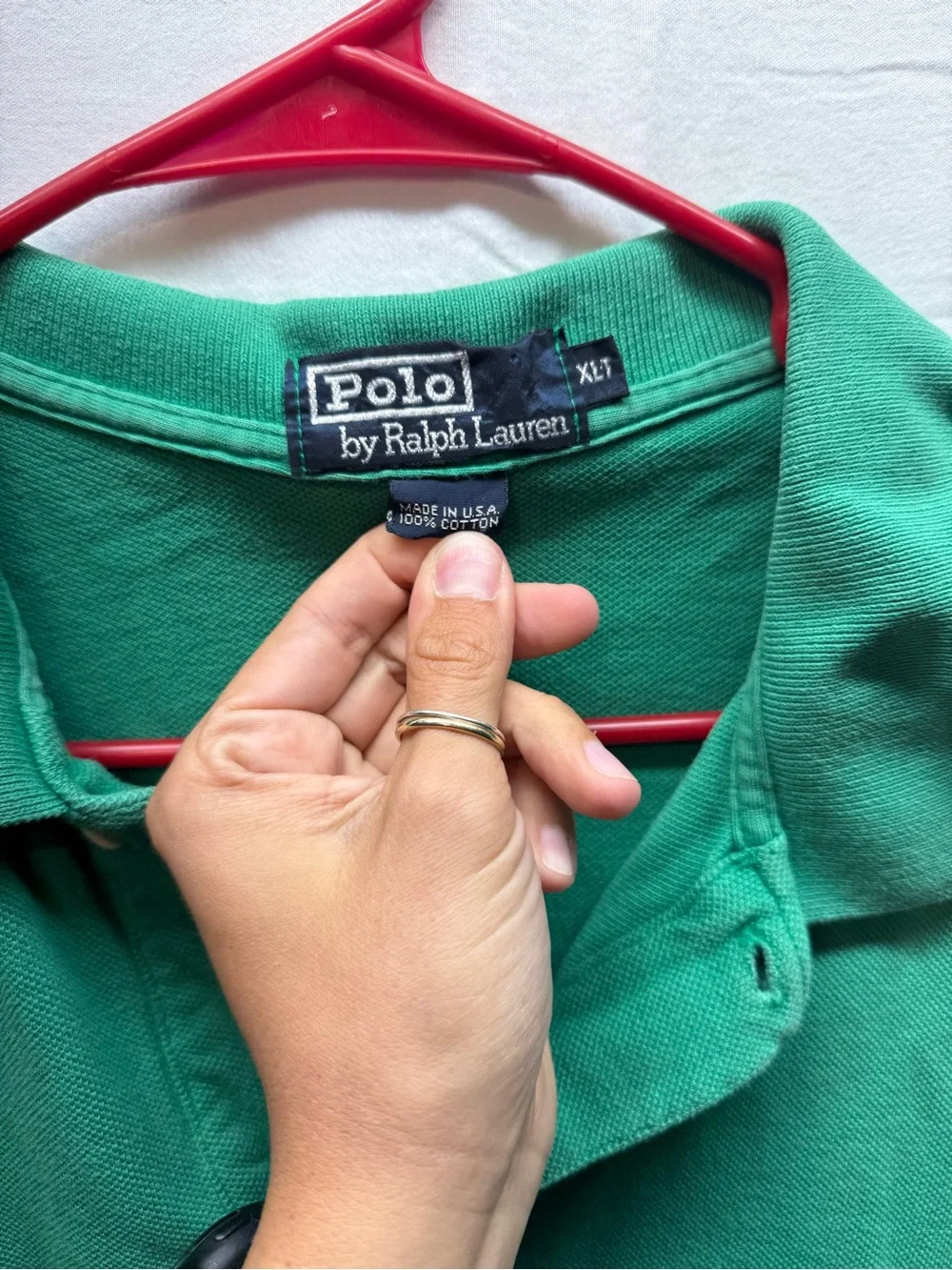 Vintage Polo Ralph Lauren Polo Shirt XL Tall Green Made USA Cotton Preppy